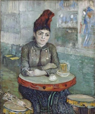 WOMAN AT A TABLE IN THE CAFE DU TAMBOURIN BEER 1887 BY VINCENT VAN GOGH REPRO