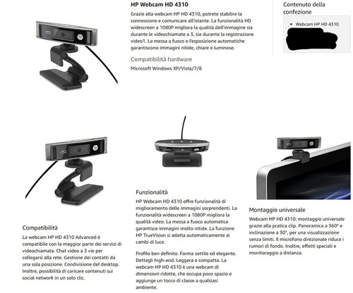 HP webcam can camera HD-4310 690216-001 Y2T22AA DC-C610 USB 1920 x 1080 - Zdjęcie 6 z 6