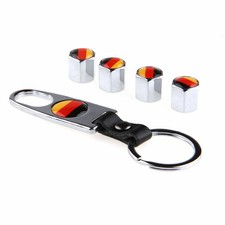 4Pcs Car Tire Valve Cap German Flag Tire Rim Valve Cap Rim with Key Wrench