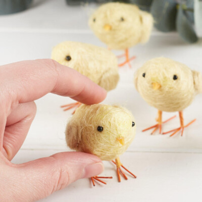 Set of 6 Adorable Small 1-1/2'' Yellow Easter Artificial Baby Chicks
