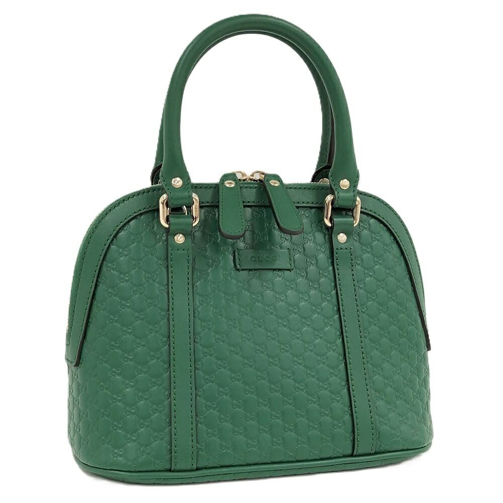 GUCCI Micro Guccissima Leather Handbag Green 449654 Small Shoulder Bag Authentic