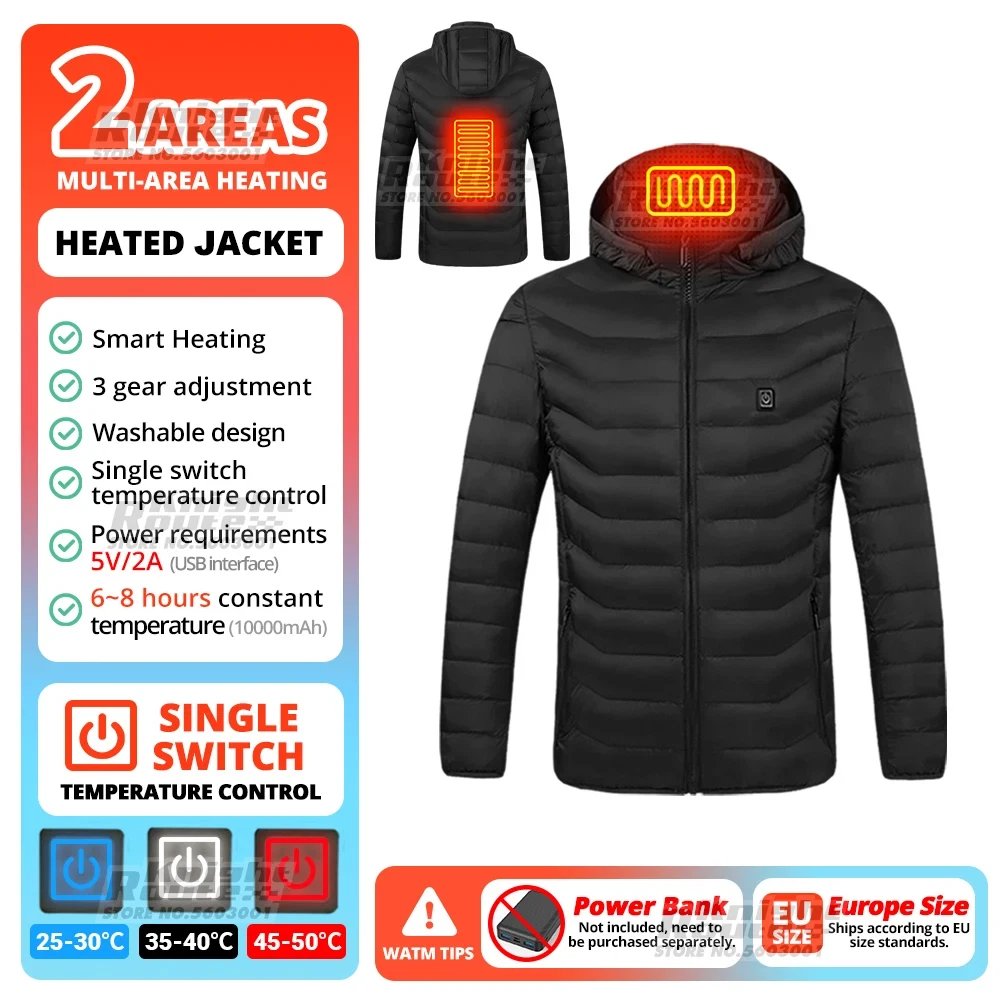 Men’s 21-Zone Heated Jacket – Warm Winter Coat, Tactical Vest, Electric Parka