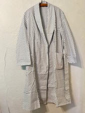 New Vtg 1950s Pilgrim Mens Sz 38 40 M Bathrobe w Belt Cotton Blend White Print