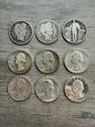 90% Silver Quarter Lot (9 Coins) – Barber, Standing Liberty & Washington
