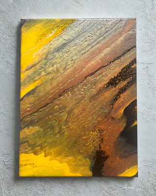 Leinwand Pouring Acryl 30x40cm Handgefertigt  Amber Runoff on the Yellow Dune 