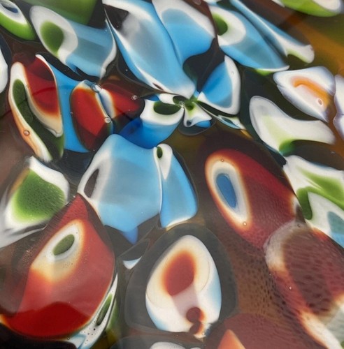 Vintage Murano Stil flache Schale Tutti Frutti Millefiori Kunstglas Italien 15”x17” - Bild 9 von 14