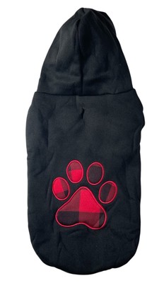 NEW Dog Hoodie Sweatshirt Small Black Knit Red Plaid Paw Print