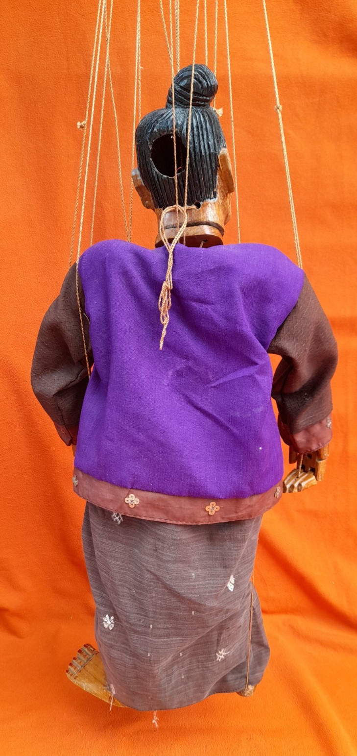 ANTIQUE BURMESE THAILAND MARIONETTE HAND CARVED DOLL PUPPET 22" TALL