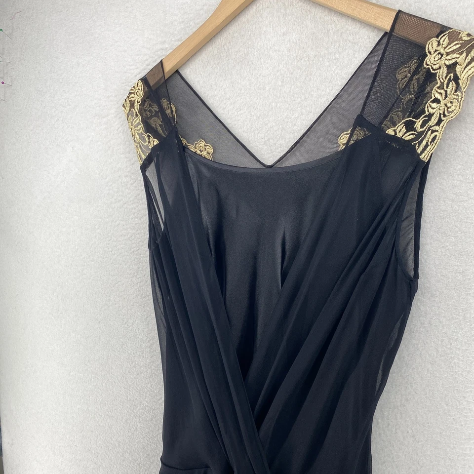 Vestido JONATHAN MARTIN STUDIO 6 Superposición Transparente Envolvente Midi Sin Mangas Lado Corbata Negro Foto 2 de 4