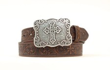 Nocona Tooled Leather Cross Buckle - Accessories Belt Ladies - N3483802