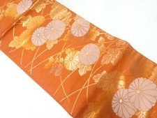 7611295: JAPANESE KIMONO JAPANESE NAGOYA OBI / WOVEN KIKU