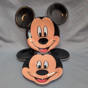 Vintage Disney Mickey Mouse Head Shaped Melamine Plate Set of 2