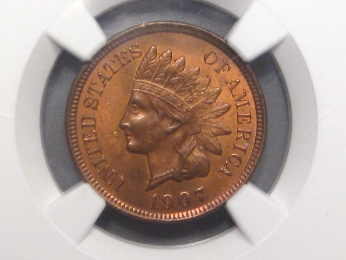 MS 63 Graded 1907 Year Indian Head Small Cents (1859-1909) for