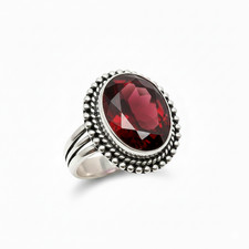Red Garnet Gemstone Handmade 925 Sterling Silver Jewelry All Size Ring For Gift