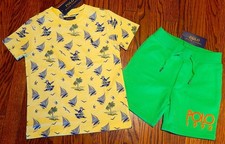 POLO RALPH LAUREN AUTHENTIC TODDLERS BOYS ORIGINAL NEW 2Pc SHORTS SET Sz 4, NWT