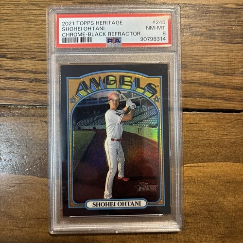 2021 Topps Heritage Chrome Shohei Ohtani Black Refractor 47/72 PSA 8