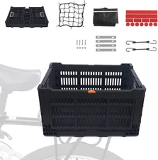 Bike Basket, Foldable 35L Large Capacity Rear Bike Basket, and Foldable Basket