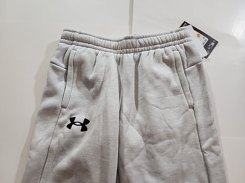 UNDER ARMOUR FLEECE JOGGERS LIGHT GRAY YOUTH SMALL NWT SWEATPANTS - Picture 3 of 8