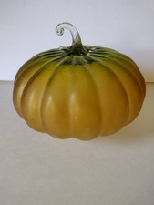 Pottery Barn Orange/Green Hombre Frosted Glass Luminary Pumpkin 9" Wide