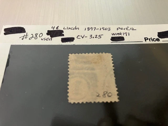 us stamps 19th century used SC#280 CV-$3.25 - Image 2 of 2