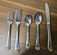 1 Seving Set  GOLDEN GORHAM SHELL Stainless Gold 18/8 Japan Silverware 