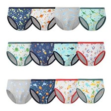 Boys Briefs Toddler Underwear Cotton Dinosaur M-XXL,12 Packs 8-10 Years Green