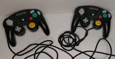 2 Vintage Gamecube Controller Jet Black Nintendo OEM Authentic DOL-003 UNTESTED