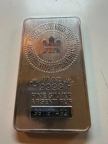 Royal Canadian Mint - 10 Troy oz .9999 Silver Bar Bullion
