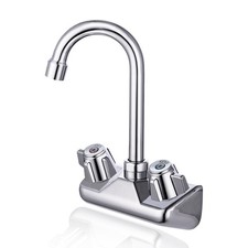 Commercial Sink Faucet 4 Inch Center Wall Mount Sink Faucet with 3-1/2" Goose...