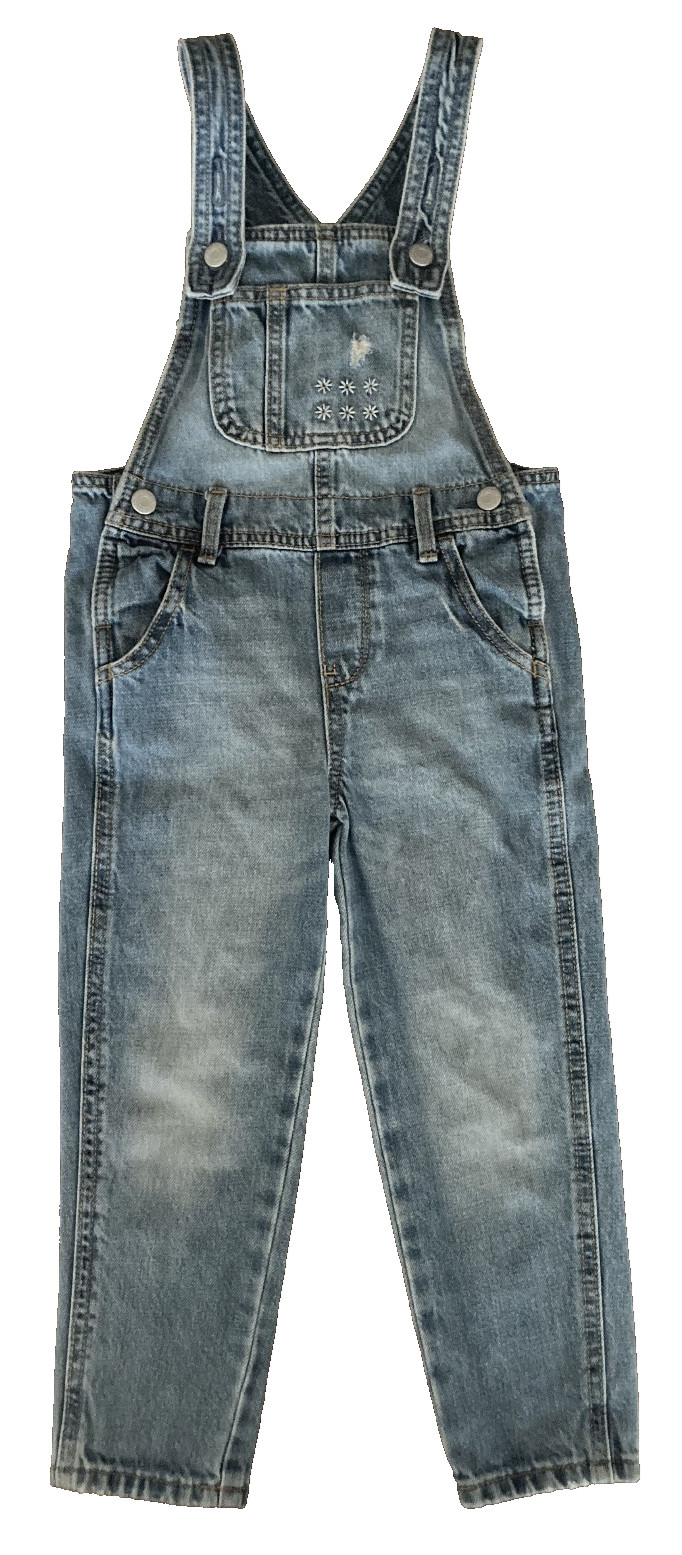 Old Navy Toddler Girls Denim Overalls Distressed Size 4T Adjustable Straps