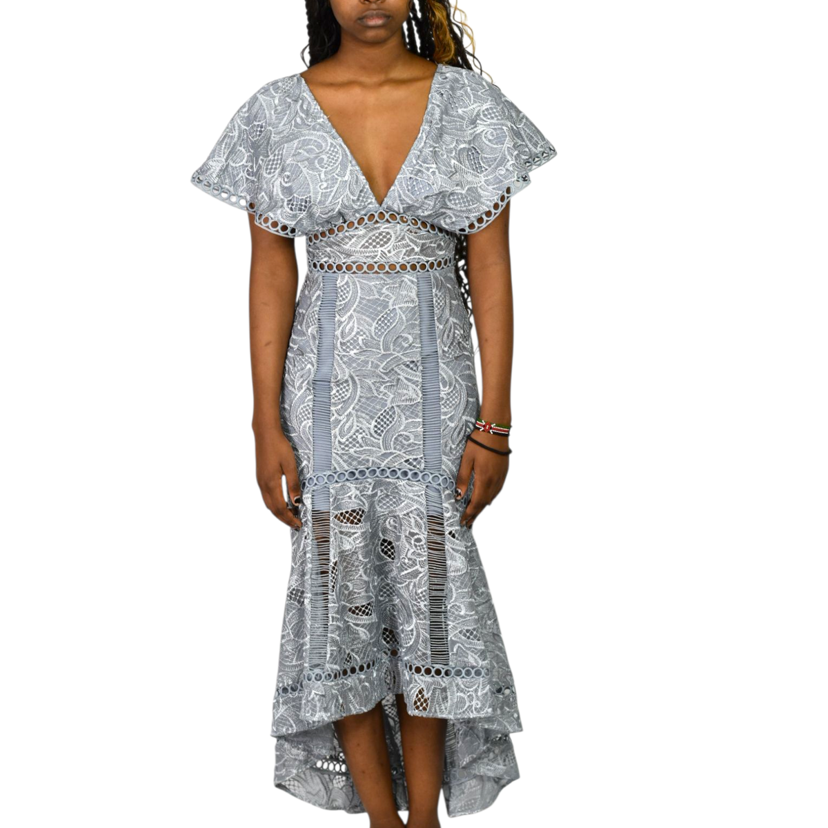 chinese dress ladies Glamorous Floral Crochet Lace Fishtail Ruffle Trim Dress in White – Shop  Hearts