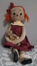 Pearson's Simply Primitives Doll With A Tiny agem Tear Drop Holding A Teddy Bear