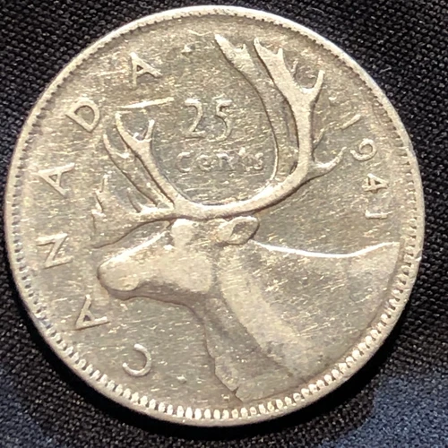 1941 Canada 25 Cents Silver Coin - VF (Very Fine) condition