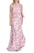 Sachin  Babi Kayla Women's Floral Halter Gown Maxi Dress in Pink Pearl Size 2