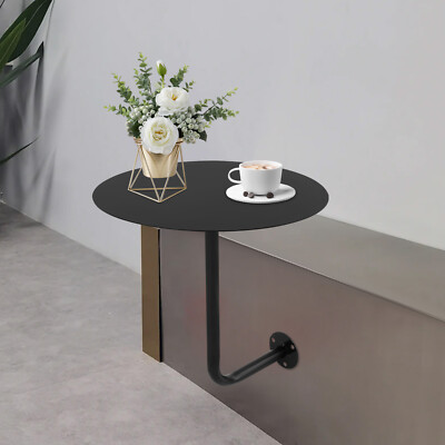 Round Table Black Iron Wall-mounted End Table L Shaped for Coffee House