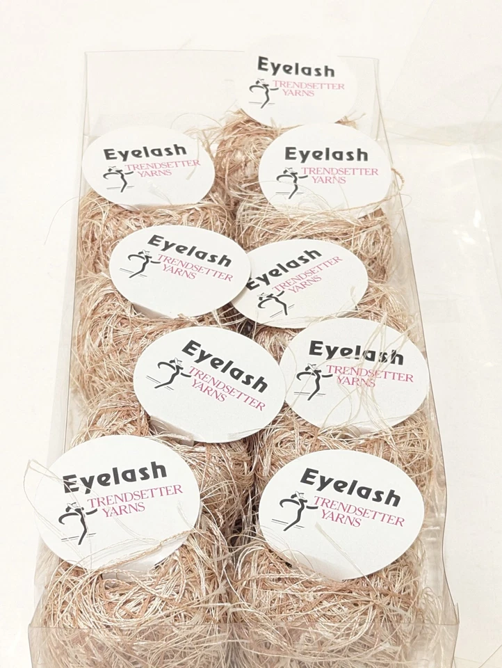 9 Lashy Balls of Beige EYELASH from TrendSetter Yarns ITALY #11 Ecru - Image 3 of 4
