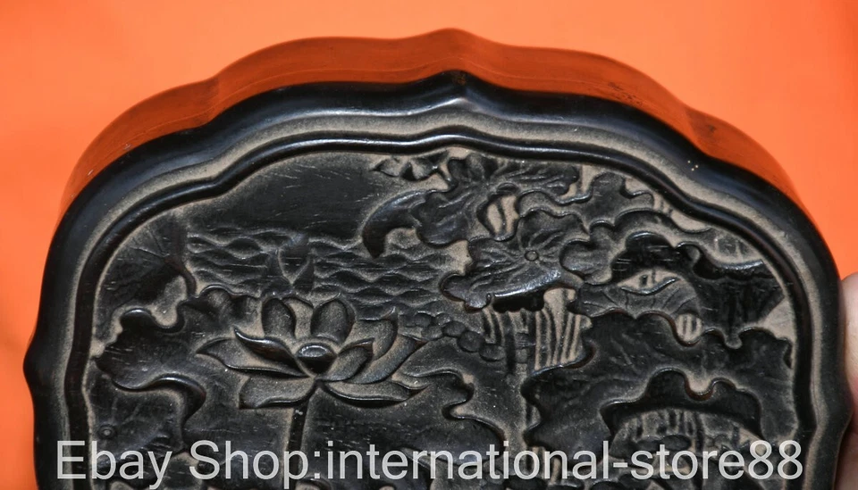 Joyero de animales de pato mandarín flor talla loto cobre chino antiguo de 6" Foto 2 de 4