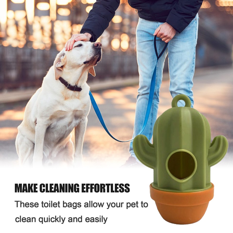 Dog Waste Bag Dispenser Cactus Shape Poop Bags Storage Container eBay