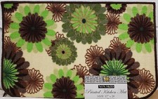 PRINTED NYLON KITCHEN RUG 17" x 28" COLORFUL FLOWERS 2, D shape by BH