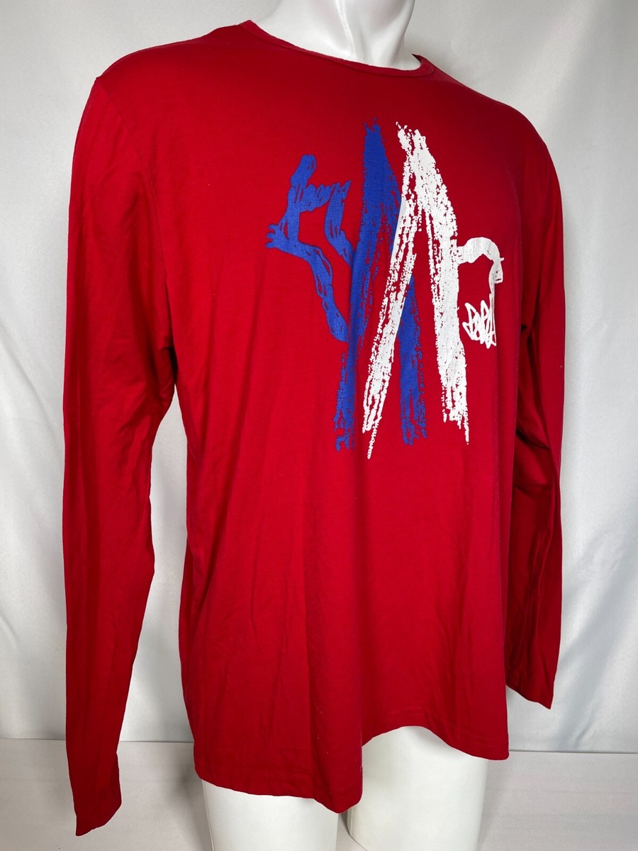 Moncler Red Long Sleeve Logo Patch T-Shirt Men's 3XL | eBay