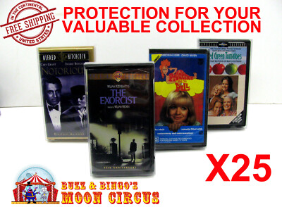 25x VHS MOVIE SMALL CLAMSHELL (SIZE B) CLEAR PLASTIC PROTECTIVE BOX PROTECTORS