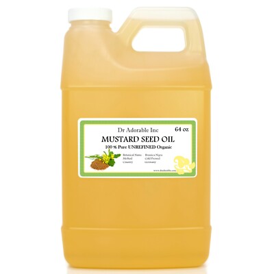 64 OZ/HALF GALLON ORGANIC MUSTARD SEED CARRIER OIL COLD PRESSED PURE 