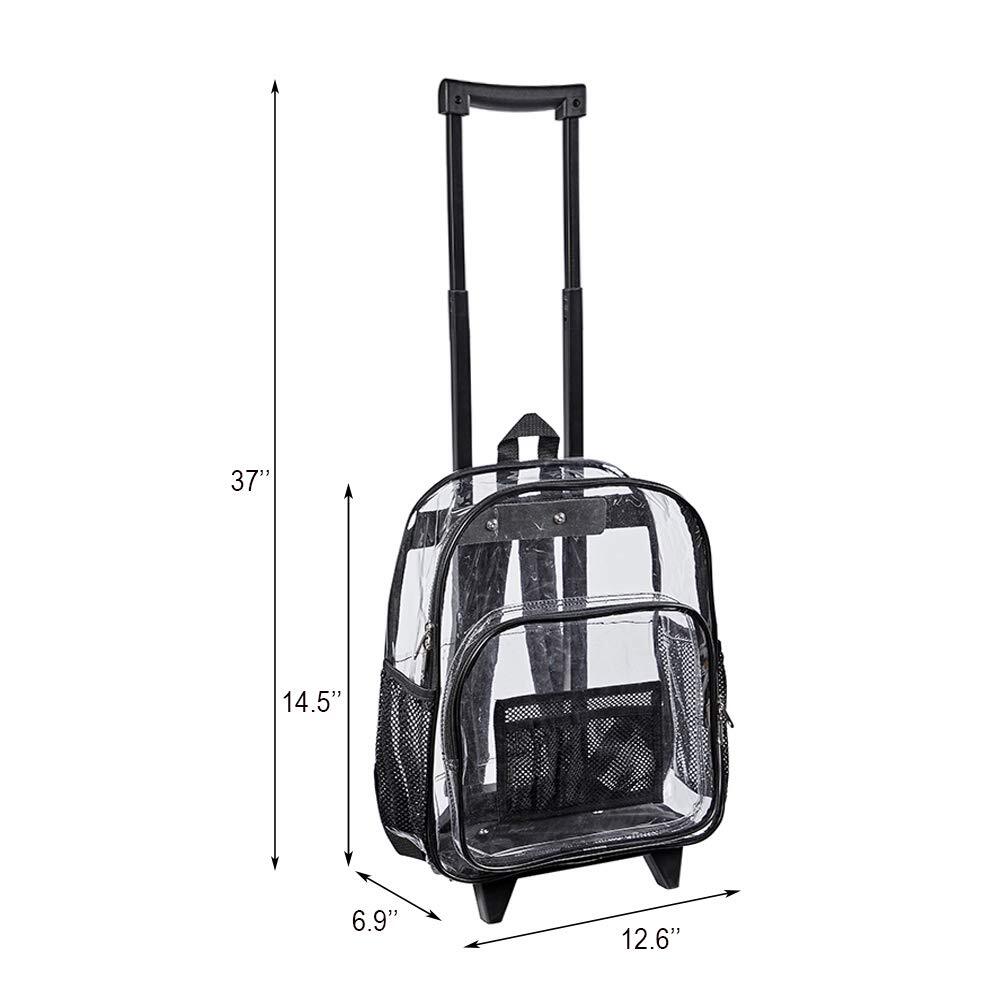Stitch And Angel Large Clear Backpack Heavy Duty Transparent See Through PVC Bookbag With Padded Straps Side Pockets For Work Concert College