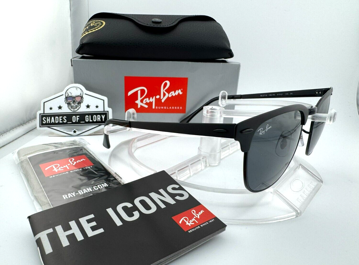 Ray-Ban Clubmaster Metal Black Classic Blue Lens Sunglasses