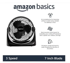Amazon Basics 11-Inch Air Circulator Fan with 90-Degree Tilt Head and 3 Speed