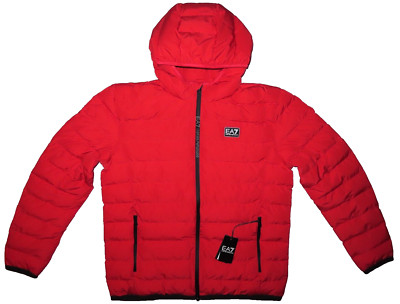 New Emporio Armani EA7 Bomber Jacket Hooded Size 2XL Racing Red