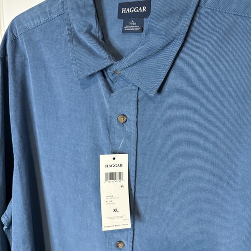 Haggar Men's Regular Fit Long Sleeve Corduroy Shirt Bundle Blue Mustard Green XL - Picture 3 of 10