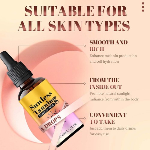 Sunless Tanning Drops To Drink, Drinkable Sunless Tanning Drops, Oral Drink 60ml - Picture 5 of 12