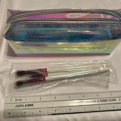MORPHE 4-Piece Brush Set And Stroke Of Glam Bag 3 Brushes & Iridescent Bag New