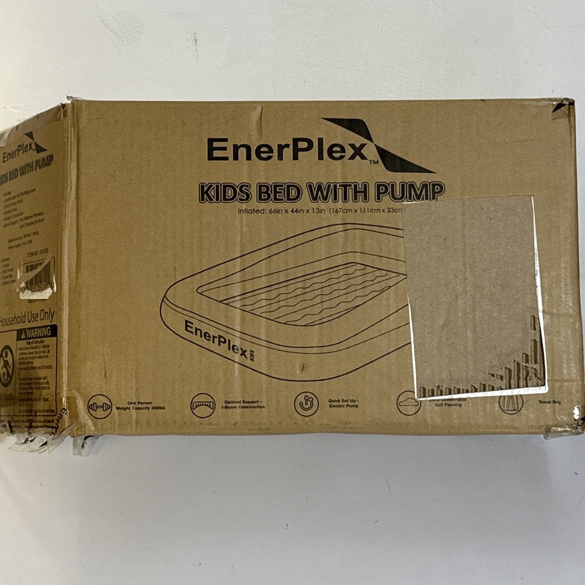 EnerPlex Kids Inflatable Travel Bed w/ Pump, Portable Air Mattress, Pink  White